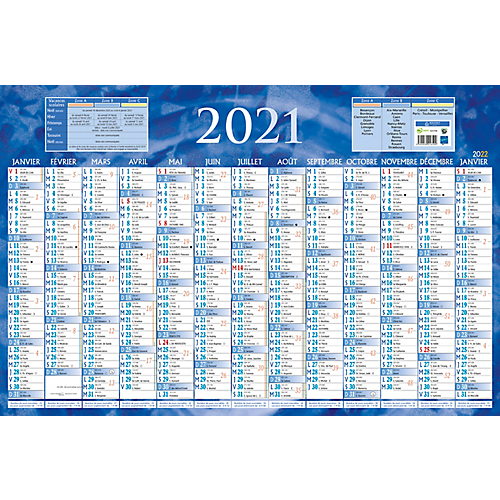 CALENDRIER ANNUEL BOUCHUT GRANDRÉMY 1 AN PAR PAGE 2021  2020 BLEU OU ROUGE