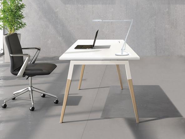 Bureau individuel Aska bois Columbia pied mixte bois et métal_0