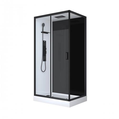 CABINE DE DOUCHE 110 X 80 CM NOIRE POZZY 4 - PORTE COULISSANTE AURLANE