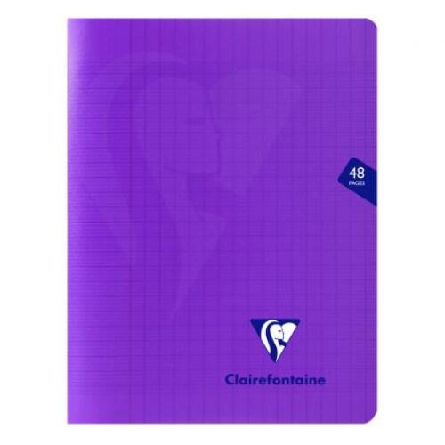 Clairefontaine Lot de 10 Cahier Mimesys 17x22, 48p./24 feuilles 90 g/m² piquées, coloris violet, Séyès - 3329683737513_0