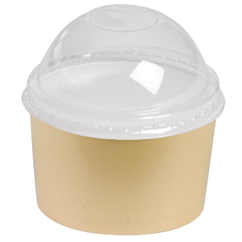 Combo Pot à Glace Beige 165ml NOVACUP ECO PACK Dome fermé inclus Sorbet Dessert Glacé Snacking VAE  ø86x52mm Idéal Glace Artisanale - Lot de 3000_0