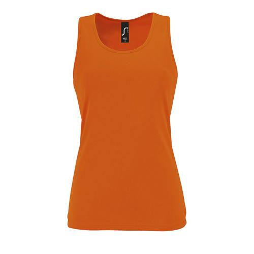 DÉBARDEUR PERSONNALISABLE DE SPORT FEMME EN POLYESTER ORANGE FLUO