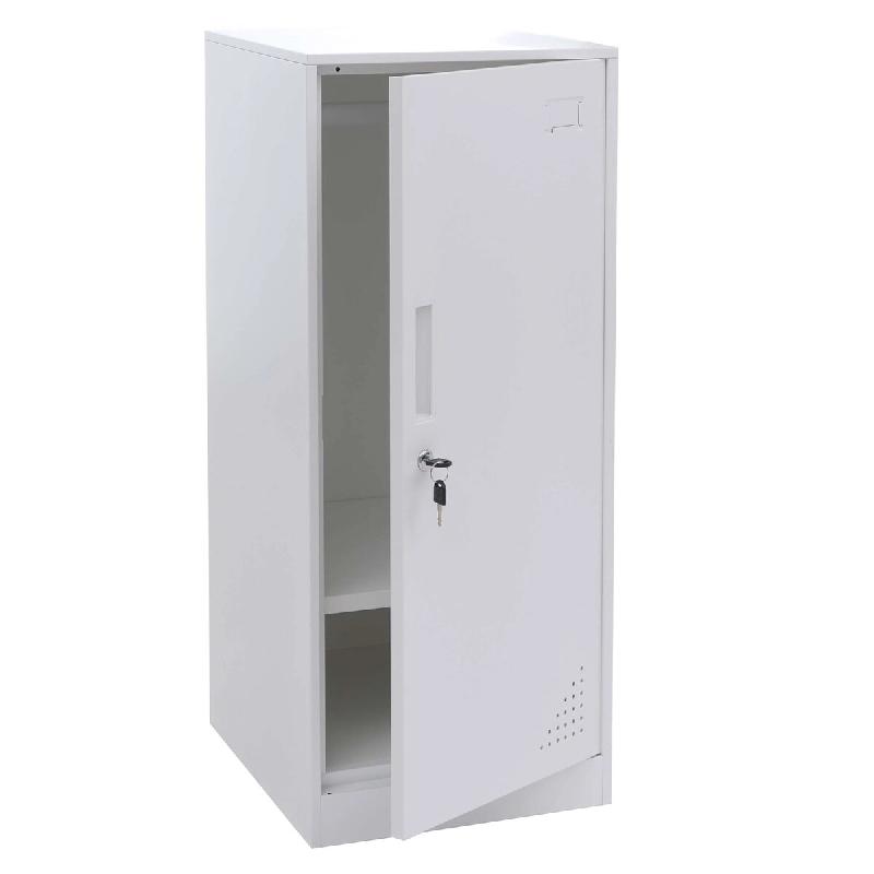 Décoshop26 - Armoire vestiaire métallique avec tringle et étagère amovible 90x38x45 cm acier blanc 04_0008965 - métal 3000267247153_0