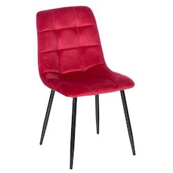 Décoshop26 - Chaise de salle à manger x1 coutures forme carrées en velours rouge pieds en métal noir 10_0001960 - noir 3000250768122_0