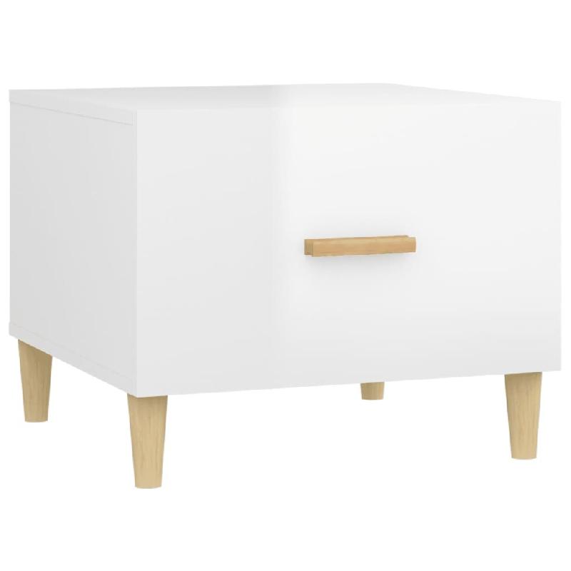 Décoshop26 - Table basse avec tiroir design moderne et contemporaine 50 x 50 x 40 cm bois d'ingénierie blanc brillant DEC038101 - blanc Bois massif_0