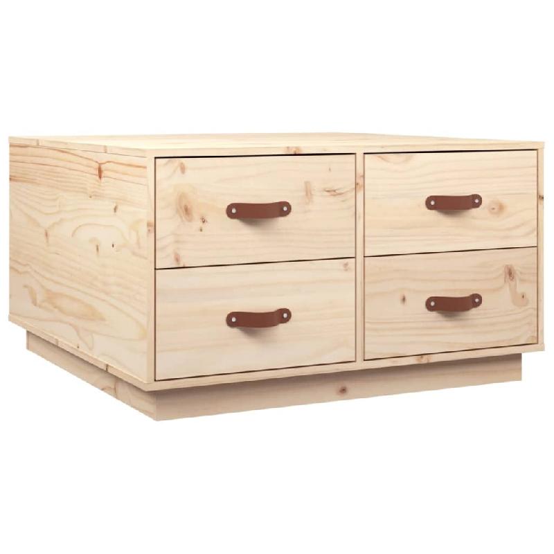 Décoshop26 - Table basse de salon avec 4 tiroirs design rustique 80 x 80 x 45 cm bois massif de pin DEC037201 - Bois massif 3000263153441_0