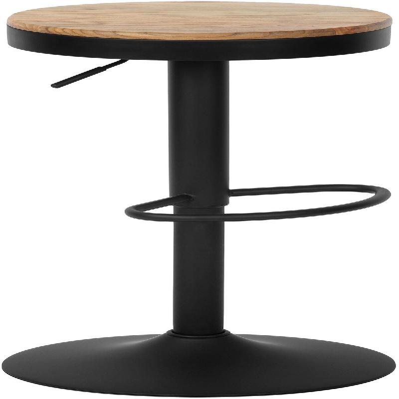 Décoshop26 - Tabouret de bar x1 style industriel – Assise en bois et pied métal noir réglable et pivotant 10_0006568 - noir métal 3000265642899_0
