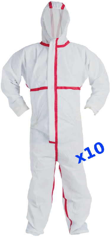 LOT DE 10 COMBINAISONS AVEC CAPUCHES, SPÉCIAL AMIANTE, CATÉGORIE 3 TYPE 5 & 6, EN1303 - DIVCOMBI-AM-V1-X10