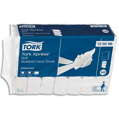 ESSUIE-MAINS TORK ADVANCED SOFT  - 120288 - 2 PLIS EN M - 34 X 21,2 CM - COLIS DE 21 PAQUETS DE 136 - POUR TORK H2