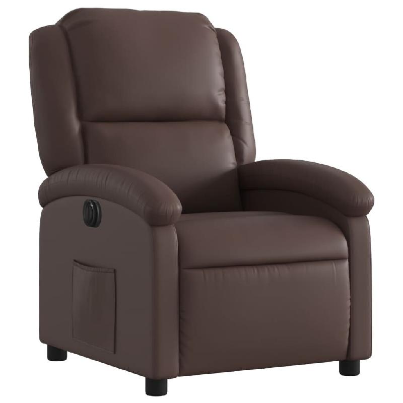 Fauteuil inclinable électrique Marron Similicuir Modèle Germontel - 8721012167025_0