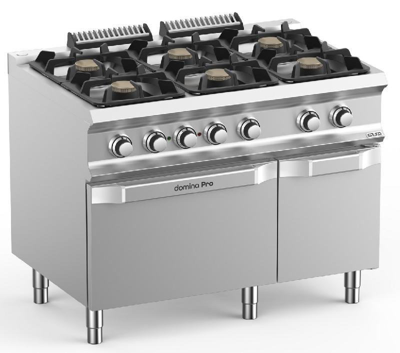Fourneau professionnel à gaz 6 feux vif 5,5 kW sur four électrique - Domina Pro 700 - FB711AFEXS_0