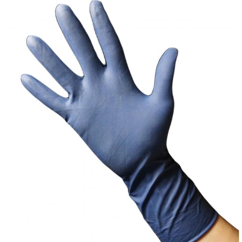 Gants de protection chimique - latex non poudré - haute résistance 18.5g - bleu foncé - taille S - boîte de 50 - 200002016_0