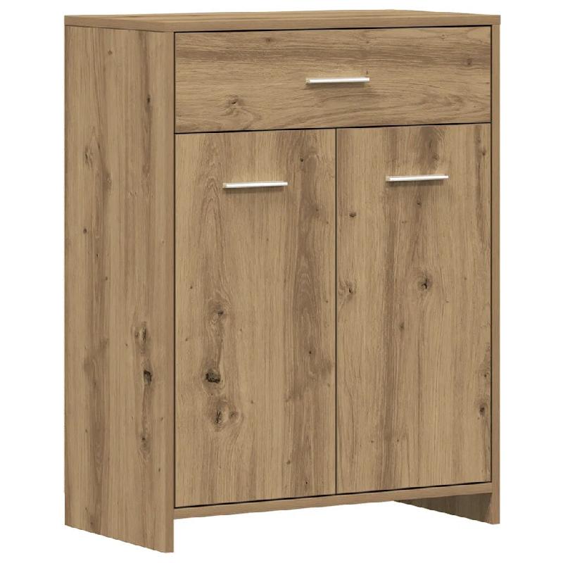 Helloshop26 - Armoire de salle de bain classique rangement 60 x 33 x 80 cm design élégant finition mate en bois d'ingénierie chêne 02_0050839 - Bo_0