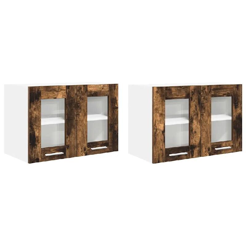 Helloshop26 - Armoire suspendue moderne 60 x 31 x 40 cm grand espace de rangement design contemporain en bois d'ingénierie chêne 02_0053266 - verre_0