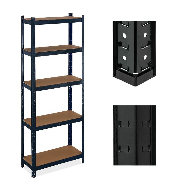 Helloshop26 - Étagère à charges lourdes garage 180 x 70 x 30 cm 5 niveaux ajustables stabilité optimale en acier noir 13_0014775 - noir Bois manuf_0