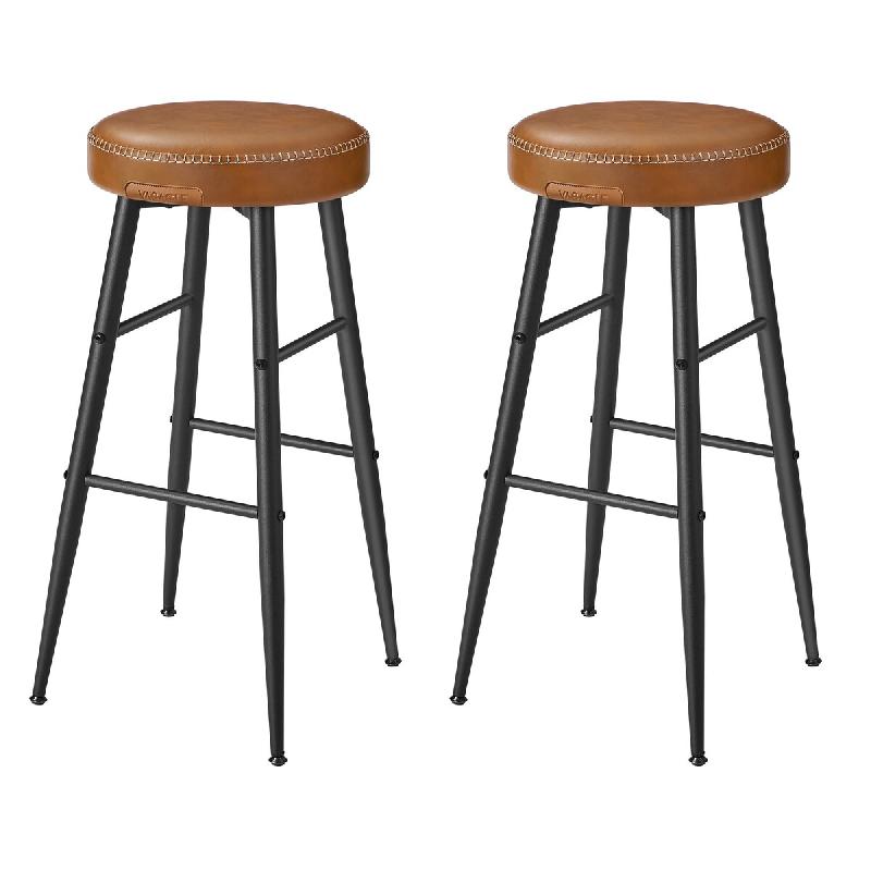 Helloshop26 - Tabouret de bar lot de 2 chaise de cuisine siège haut en PU avec coutures hauteur assise 63 cm pour cuisine bar à 12_0005189 - 3000222_0