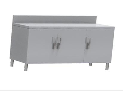 ITALCONCEPT L2G Meuble Neutre Dessus Inox 304, 3 Portes Battantes, 850 x 1800 x 700mm - 3616350167453_0