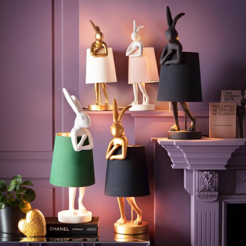 KARE LAMPE À POSER ANIMAL RABBIT, OR/NOIR, HAUTEUR 50 CM