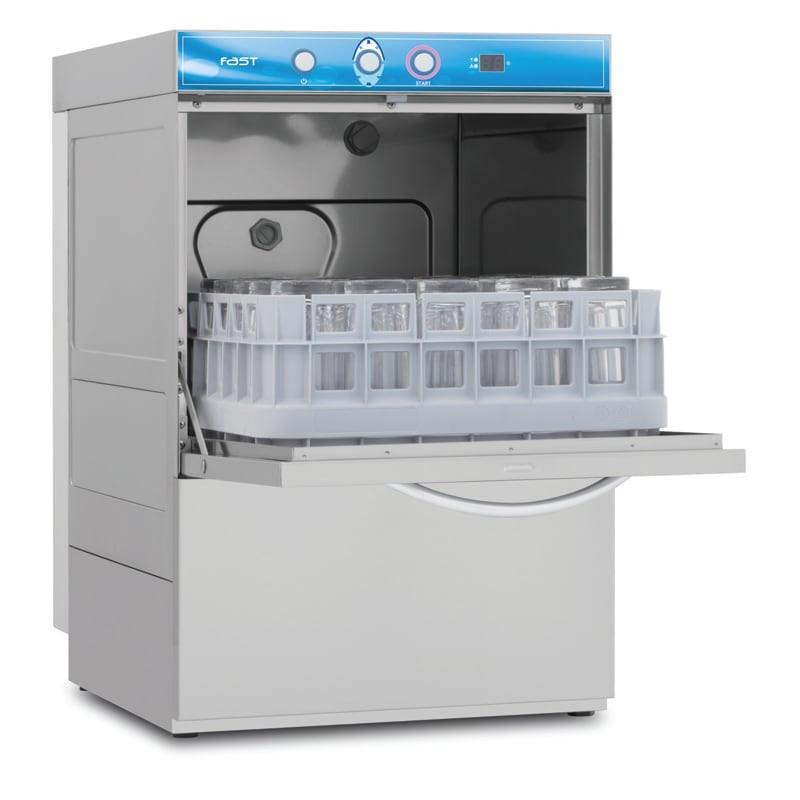 LAVE-VERRES PANIER 350 X 350 - OUVERTURE 260 MM - AFFICHAGE DIGITAL & ADOUCISSEUR & POMPE DE VIDANGE