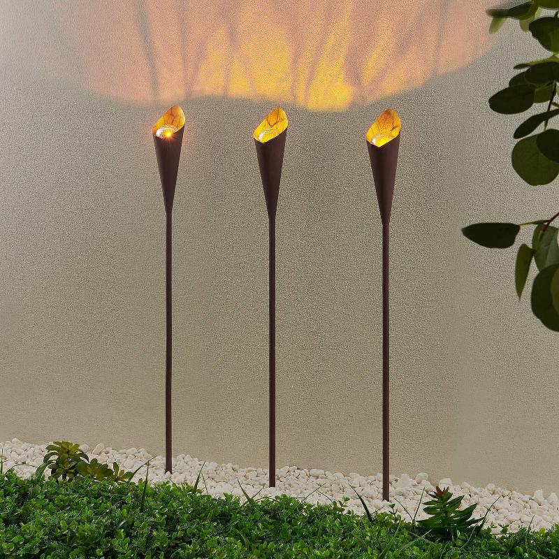 LINDBY JALF LAMPE SOLAIRE LED, X3, COULEUR ROUILLE
