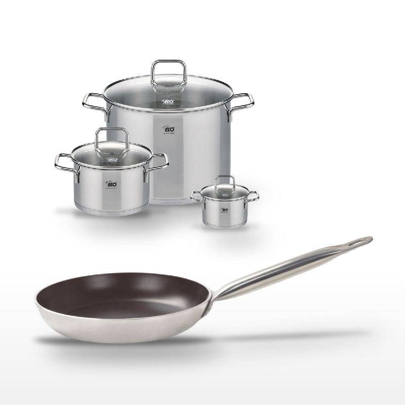 Lot 1 Poêle 28 cm Elo Bistro Line et 3 Faitouts Elo Citrin - noir 3176239967562_0