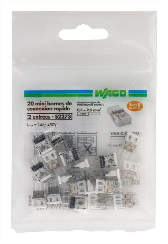 Lot de 20 minibornes automatiques, 2,5 mm² pour rigide WAGO_0