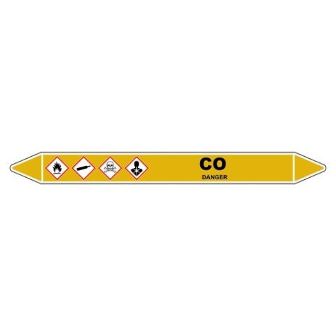 LOT DE 3 - MARQUEUR DE TUYAU - MONOXYDE DE CARBONE - VINYLE LAMINÉ 250 X 26 MM