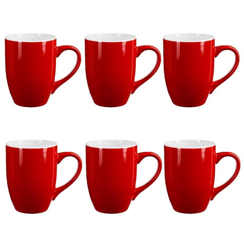 Lot de 6 mugs rouges 31cl en faïence - Paris Prix - Compatibles lave-vaisselle & micro-ondes_0