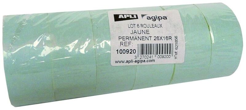 Lot de 6 rouleaux de 1000 étiquettes jaune fluo pour pince, format 26x16 mm - 3270241009200_0