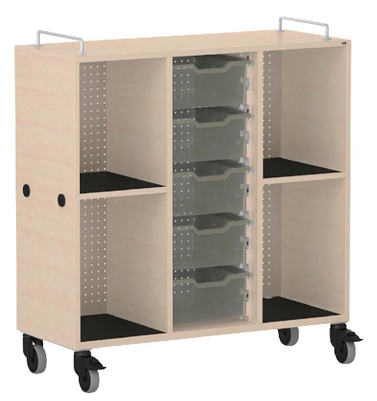 MEUBLE BAS SHIFT+ LANDSCAPE MÉLA POUR CARTABLES 4 CASES - ÉRABLE - GRIS TERRE - MANUTAN COLLECTIVITÉS