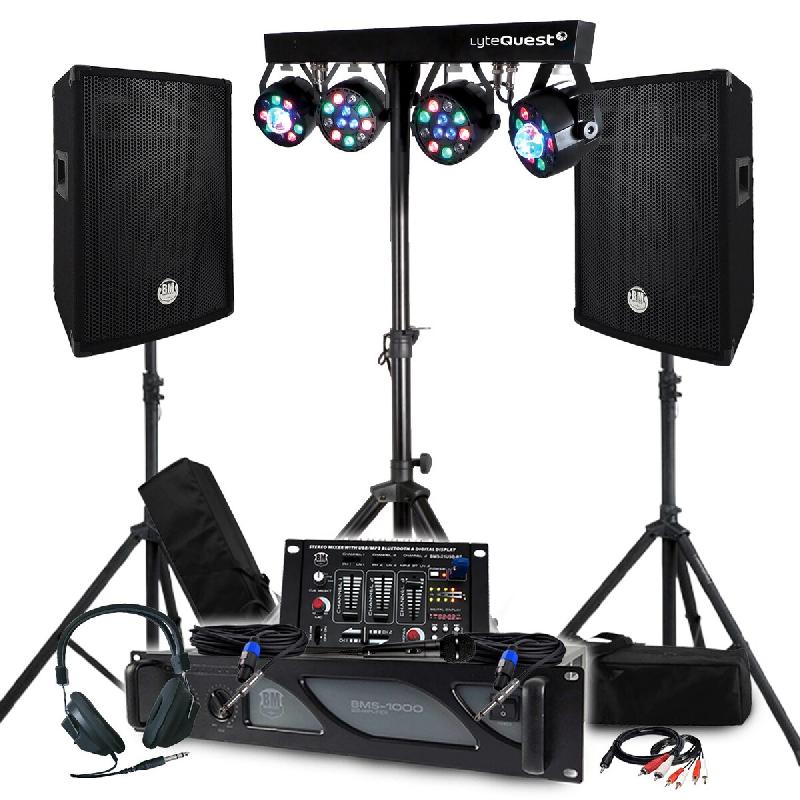 Pack Sono BM SONIC Ampli 1000W, Paire d'Enceintes Passives 2x400W, Table de Mixage, Portique 4 Lumières Xperformer, Pieds - 3666638038319_0