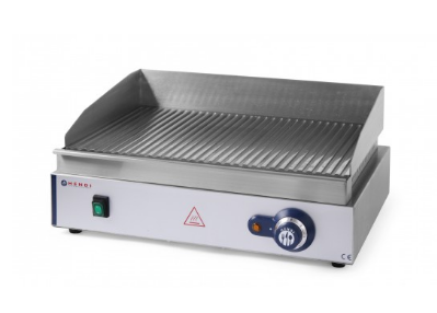 Plancha 220V rainurée en chrome 52x33x0.9cm Hendi - Ref 203170 - Électrique 2400W avec plaque en fer chromé_0
