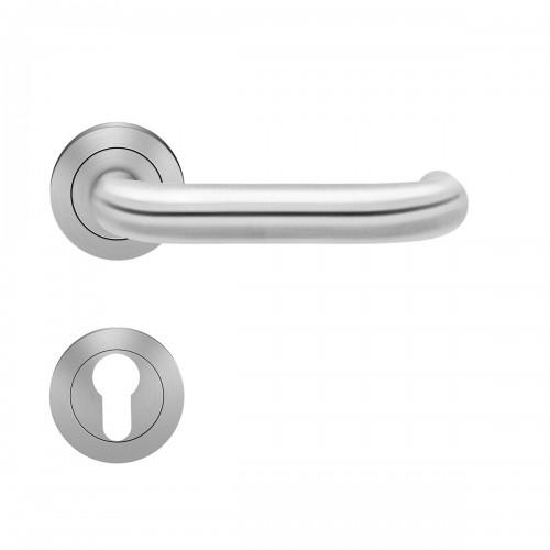 POIGNÉES DE PORTE SUR ROSACES RONDES SÉRIE ER17 CRÈTE XL - INOX SATINÉ -CLÉ I KARCHER DESIGN