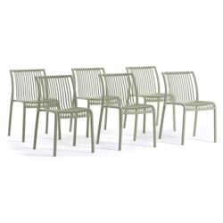 RATTATAN Set de 6 chaises en polypropylène empilables pour extérieur et jardin, bar et restaurant, structure robuste et légère - Olimpia - Pistach_0