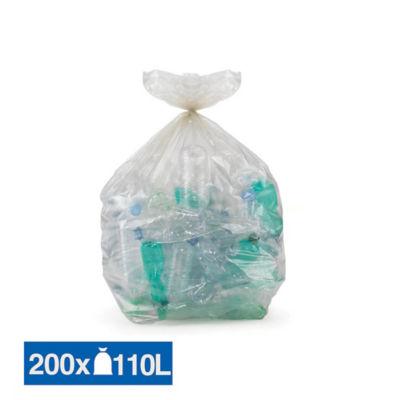 Sacs poubelle transparents recyclés 110 L, lot de 200_0