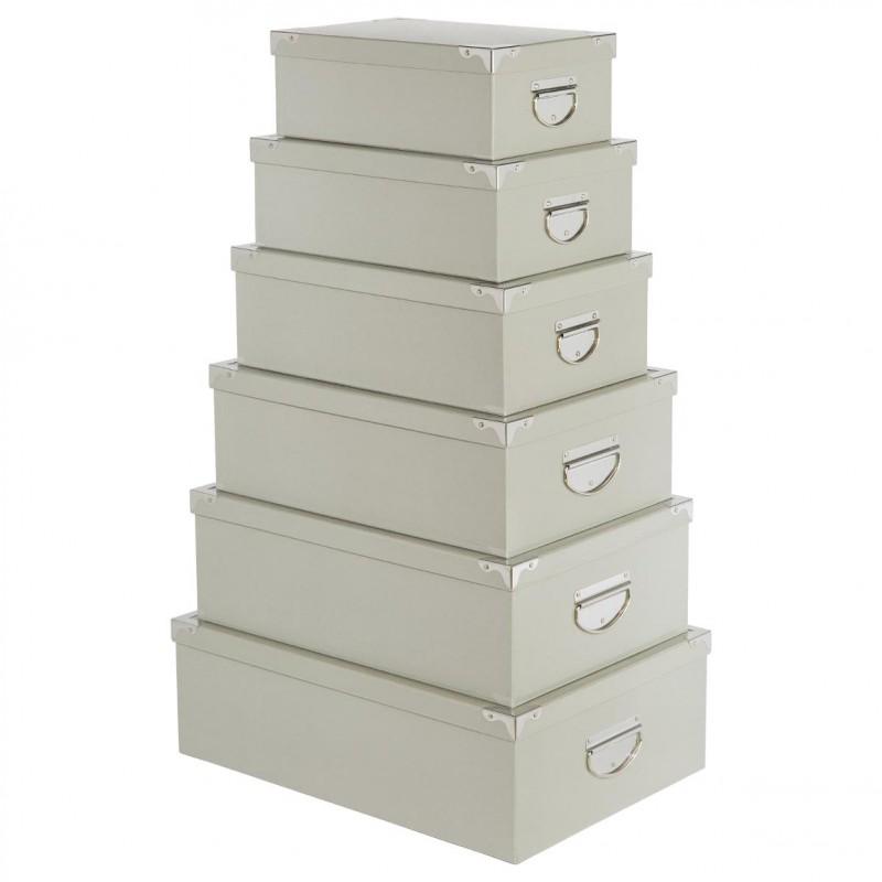 SET DE 6 BOÎTES DE RANGEMENT UNI 48CM GRIS - PARIS PRIX_0