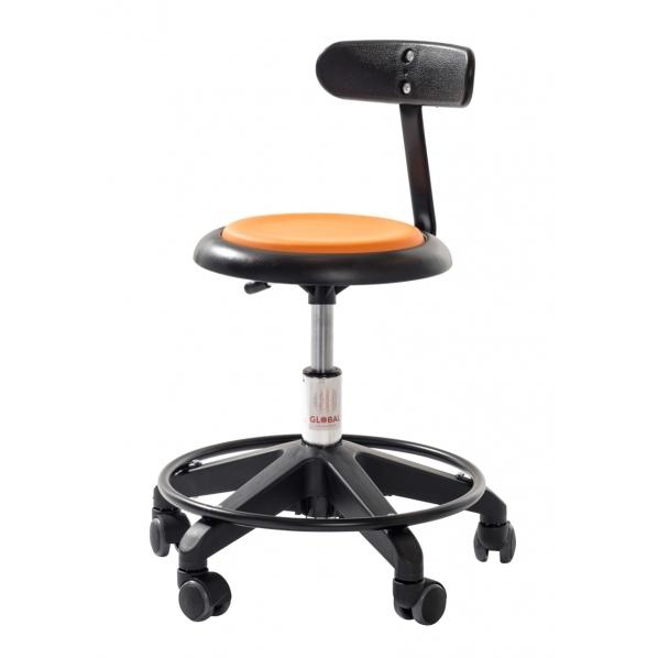 Siège professionnel petite enfance - Base plastique - Assise simili cuir orange - Rolléco - Garantie 5 ans_0
