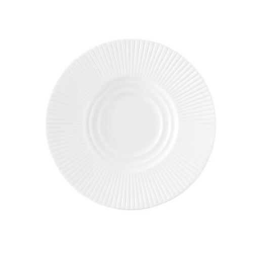SOUS TASSE BLANCHE EN PORCELAINE 15,5CM MOTIF LIGNES DROITES EN RELIEF - CHEF & SOMMELIER - GINSENG