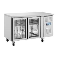 Table Réfrigérée Positive Inox 2 Portes Vitrées GN 1/1 - 205L Froid Ventilé Pro - Polar Série U - UA023_0