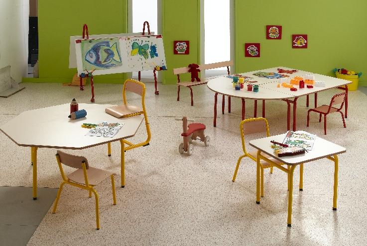 TABLE ELODIE II 4 PIEDS 120X60X60CM T3- PIÈTEMENT JAUNE - MANUTAN COLLECTIVITÉS