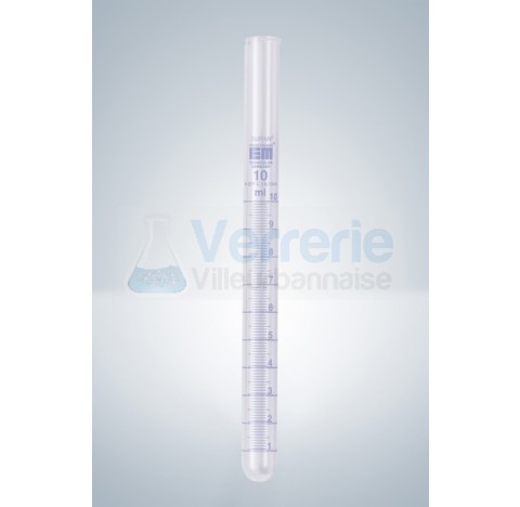 Tube à essai gradué en verre borosilicate - diamètre 18 mm - 25 ml - graduation bleue - vendu par 10_0