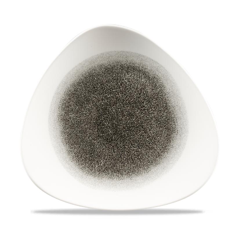 ASSIETTE PLATE TRIANGULAIRE NOIR PORCELAINE 26,5X26,5 CM RAKU CHURCHILL