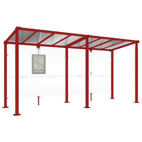 ABRI BUS MILAN 5 M SANS BARDAGES LATÉRAUX - ROUGE FONCÉ 3004 - PROCITY