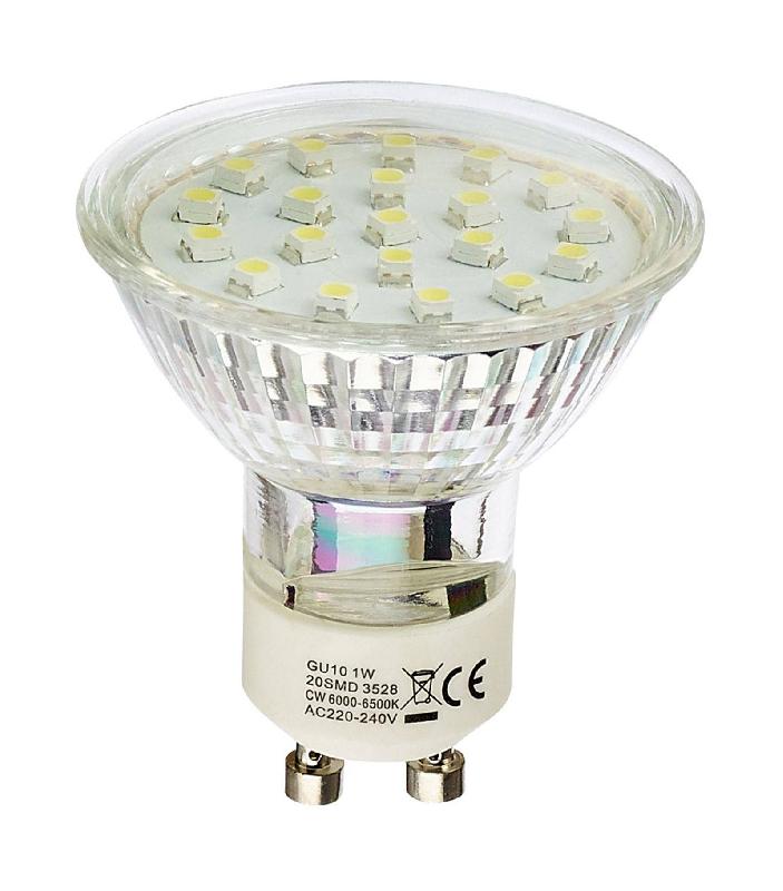 AMPOULE LED GU10 À 20 LEDS 1W BLANC FROID HIPOW