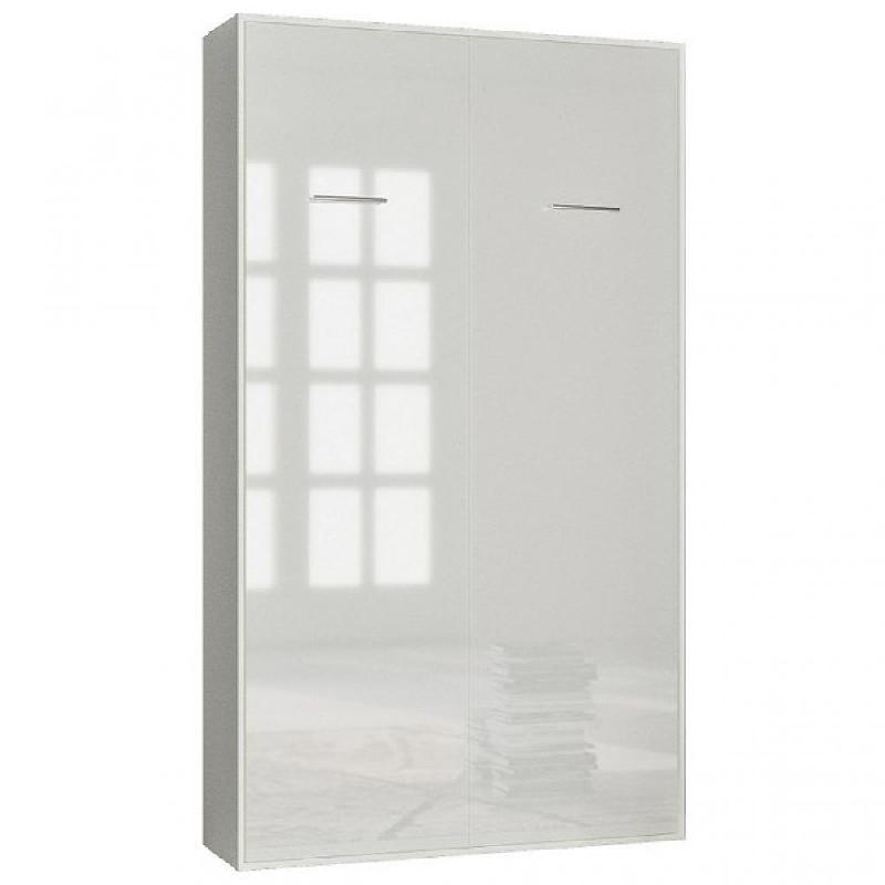 ARMOIRE LIT ESCAMOTABLE SMART-V2 BLANC MAT FAÇADE GLOSS BLANC BRILLANT 120*200 CM_0