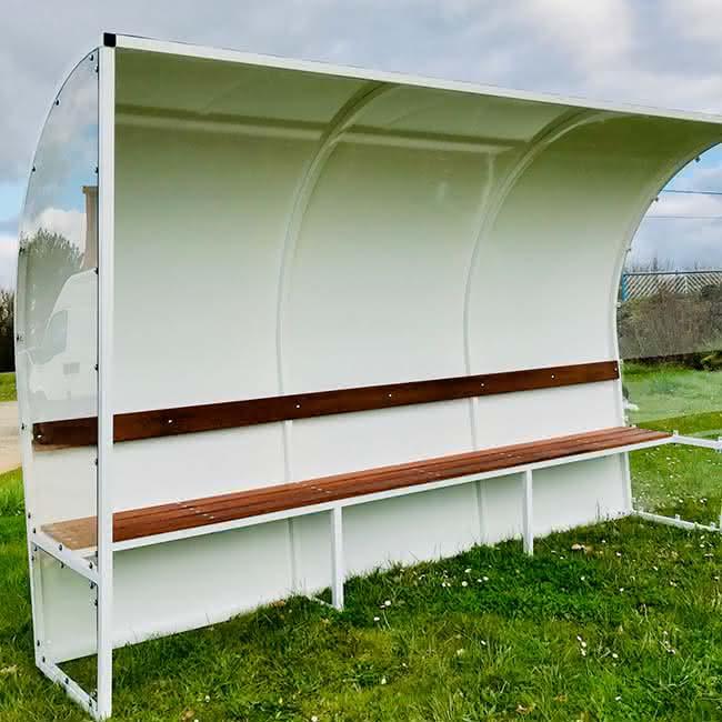 Banc abri de touche - ossature aluminium - finition huile de lin - bois de châtaigner ou exotique_0
