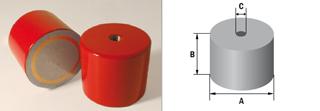 Aimant permanent - base magnétique haute IMA722 - cylindrique en acier - résistance jusqu'à 350°C_0
