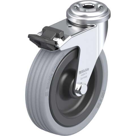BLICKLE - ROULETTE PIVOTANTE À FREIN Ø 100MM BANDAGE CAOUTCHOUC SBR 70KG - LRA-VPA 100G-FI