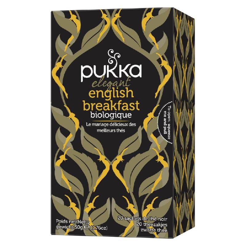 BOISSON AU THE NOIR PUKKA ELEGANT ENGLISH BREAKFAST - BIOLOGIQUE ET EQUITABLE - BOÎTE DE 20 SACHETS