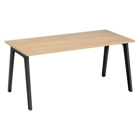 BUREAU DROIT EDEN ARCHE CHÊNE CLAIR L 180 CM AVEC GOULOTTE PIED ANTHRACITE